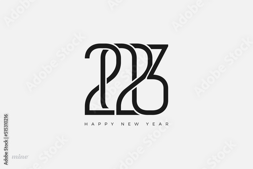 New year 2023 logo with unique thin font