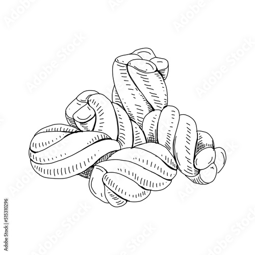 Twisted marshmallow candy heap, retro hand drawn vector illustration.