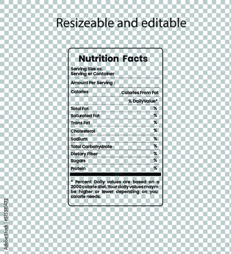 Nutrition facts and supplement facts ,Vitamin facts template 