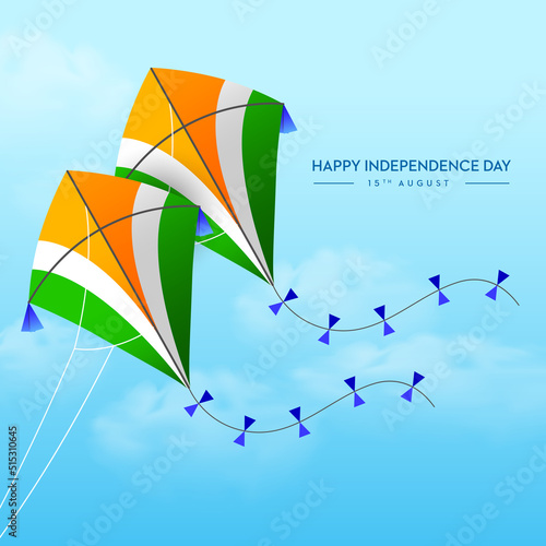 Independence day in India on August 15 Indian National day. Trio color Kite