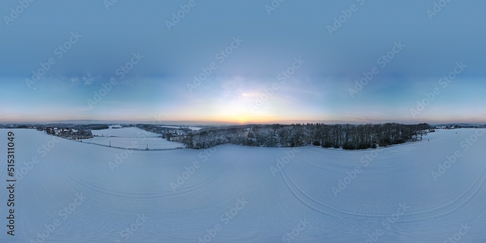Snowy Windgarten Ennepetal Droneshot Sunset