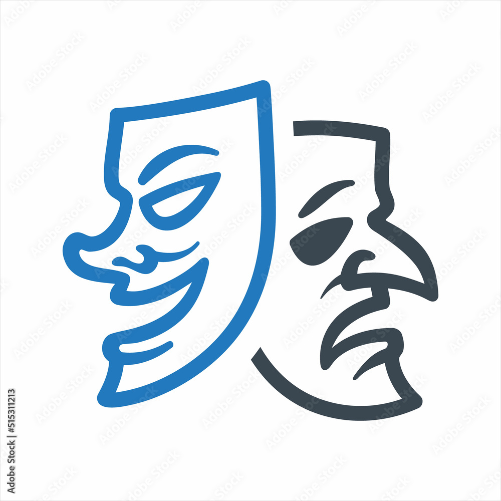Theater mask icon. Vector and glyph Theater mask icon. Vector and glyph