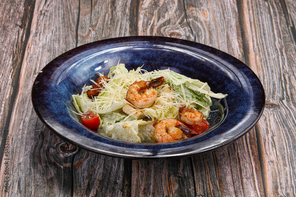 Traditional Caesar salad with prawn Traditional Caesar salad with prawn