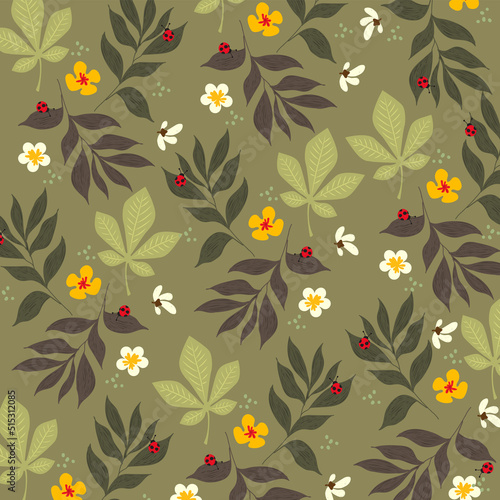 set natural flower pattern background two