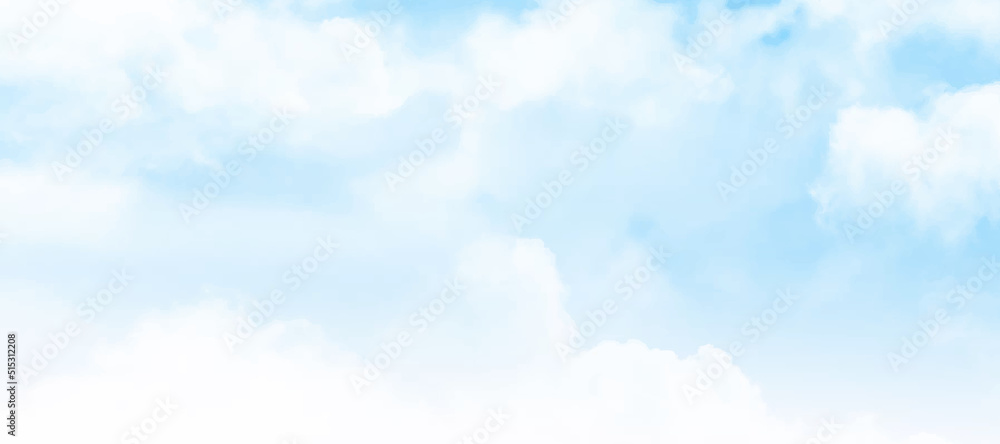 Watercolor blue sky clouds - obrazy, fototapety, plakaty 