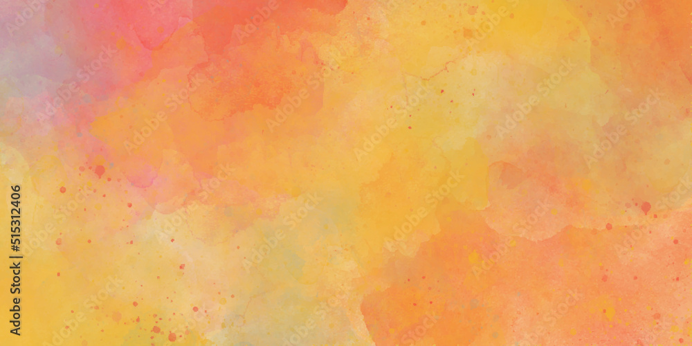 Abstract Hand Painted Orange Watercolor Background