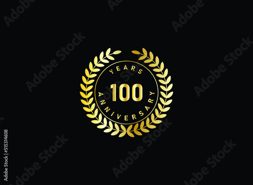 100th anniversary celebration with gold glitter color and white background. Vector design for celebrations, invitation cards and greeting cards.