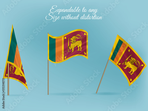 National flag of Sri Lanka vector.Waving flag of Sri Lanka from different angle