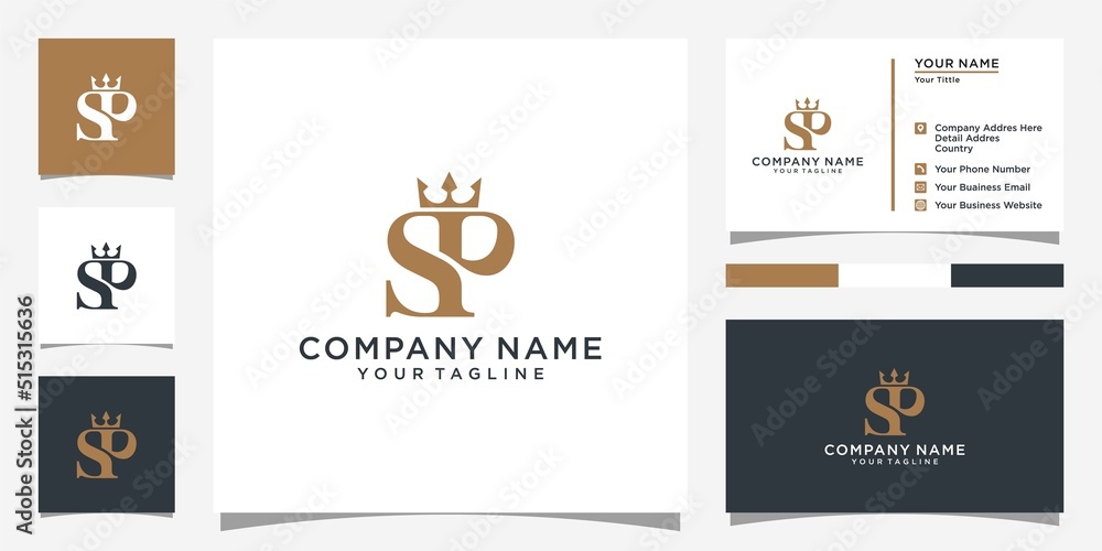 SP or PS initial letter logo design with crown icon vector. Stock ...