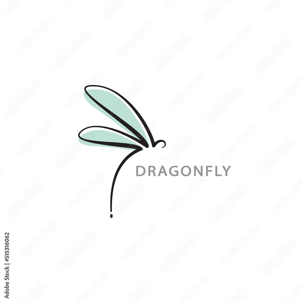 Beautiful Logo dragonfly vector - obrazy, fototapety, plakaty 