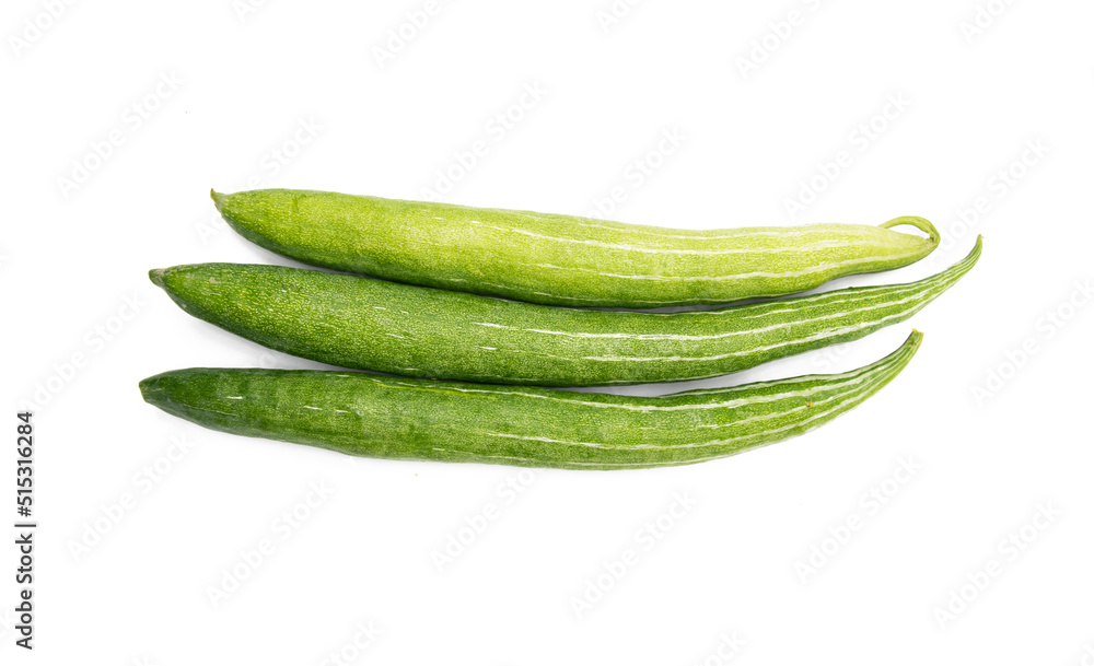 Three Snake gourd isolated on white background. Three Snake gourd isolated on white background.
