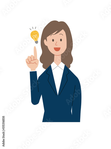 人差し指を立ててひらめくビジネスウーマン　2
