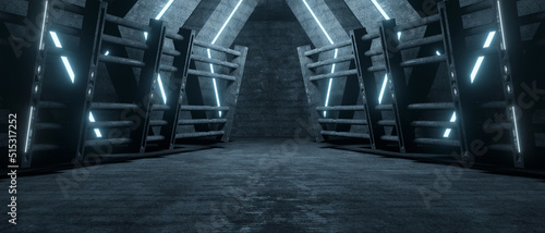 Fotografia Futuristic Industrial Modern Alien Fashion Dance Club Showroom Hallway Tunnel Co