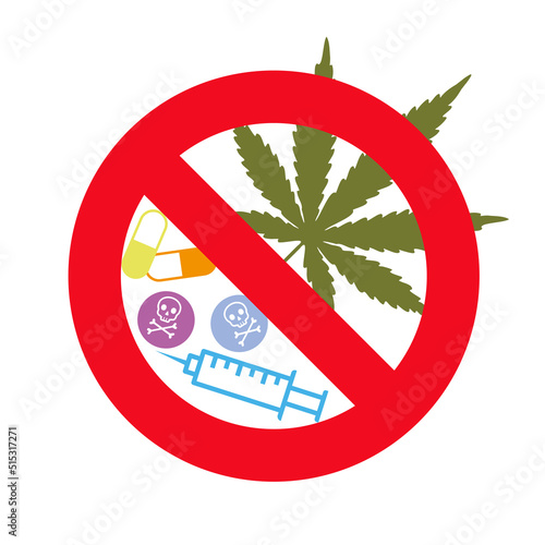 Stop drugs icon. An emblem against drugs.