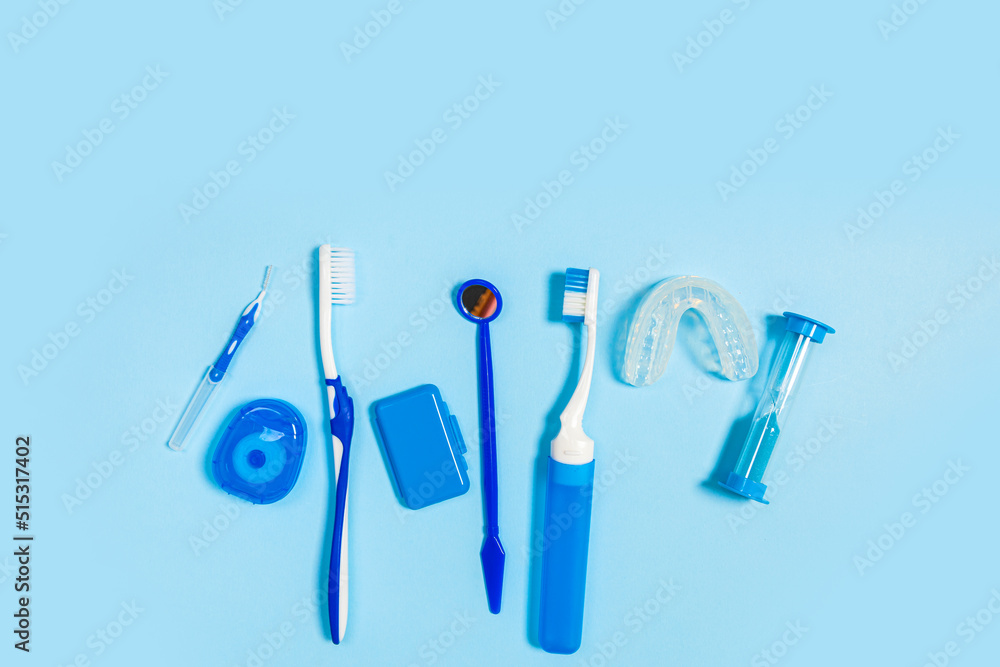 An indispensable set for deep and thorough cleaning of the oral cavity. Equipment for cleaning braces and plaque from teeth. Necessary tools for brushing teeth.
