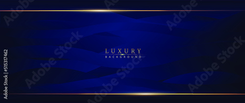 Luxury blue banners. Golden shimmering lines on the wavy background. 