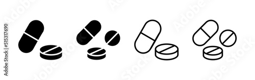 Pills icon vector. capsule icon. Drug sign and symbol