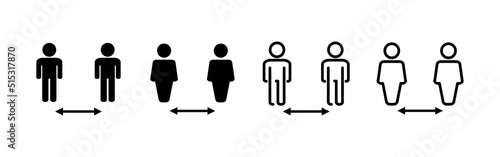 Social distance icon vector. social distancing sign and symbol. self quarantine sign
