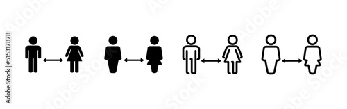 Social distancing vector. social distance sign and symbol. self quarantine sign