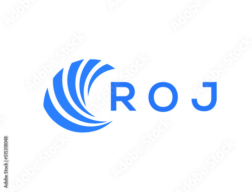 ROJ Flat accounting logo design on white background. ROJ creative initials Growth graph letter logo concept. ROJ business finance logo design.
