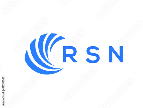 RSN Flat accounting logo design on white background. RSN creative initials Growth graph letter logo concept. RSN business finance logo design.
 photo