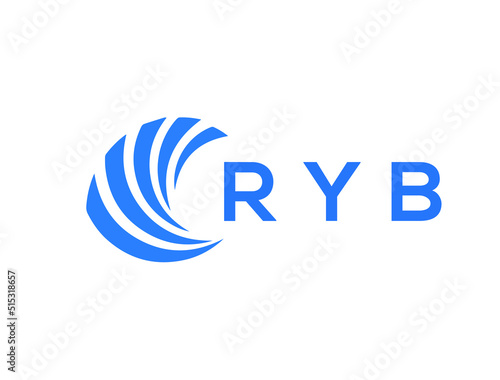 RYB Flat accounting logo design on white background. RYB creative initials Growth graph letter logo concept. RYB business finance logo design.
