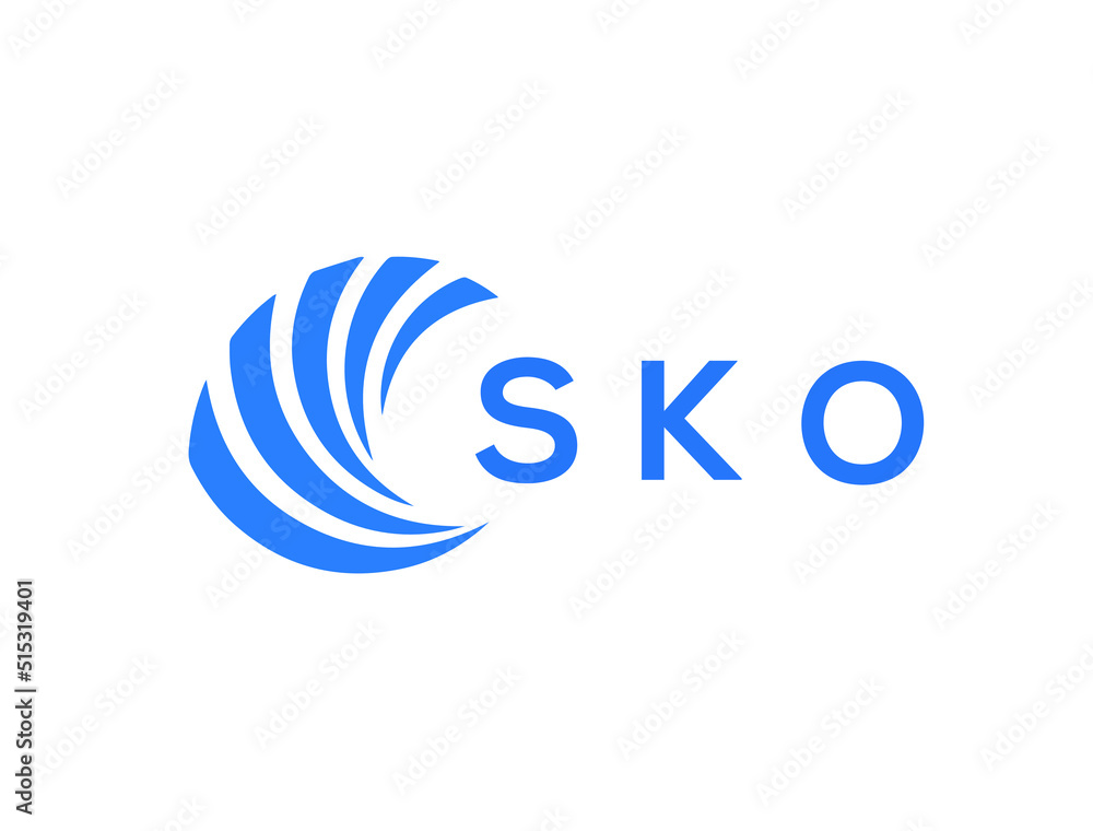SKO Flat accounting logo design on white background. SKO creative initials Growth graph letter logo concept. SKO business finance logo design.
 - obrazy, fototapety, plakaty 