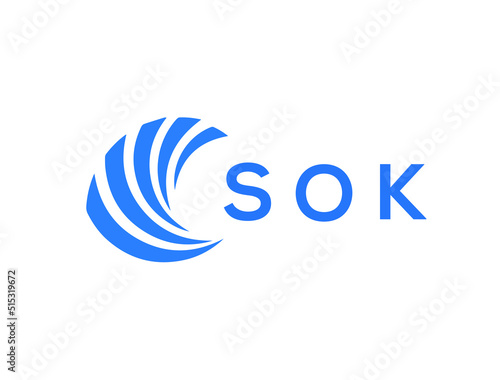 SOK Flat accounting logo design on white background. SOK creative initials Growth graph letter logo concept. SOK business finance logo design.
