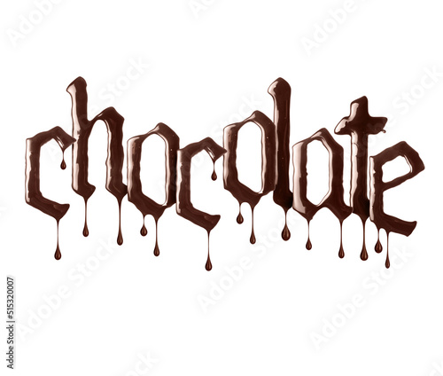 Canvastavla The inscription Chocolate in gothic style with dripping drops is made of melted