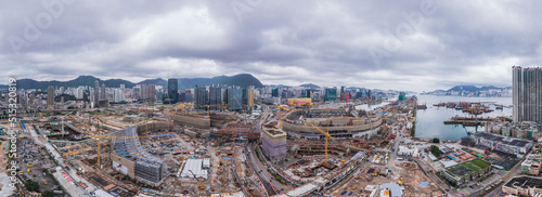 Photography Epic panorama of huge construction site in the Kai Tak area, Kowloon, Hong Kong,