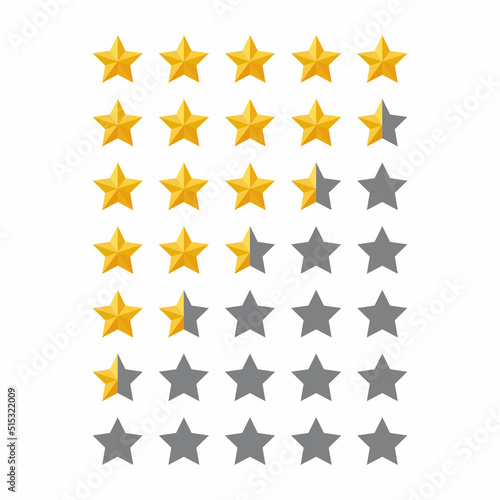 Star rating, customer feedback icon vector in gold color