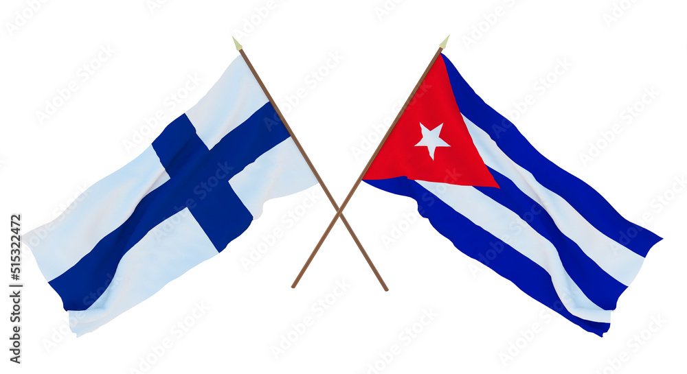 Obraz premium Background for designers, illustrators. National Independence Day. Flags Finland and Cuba