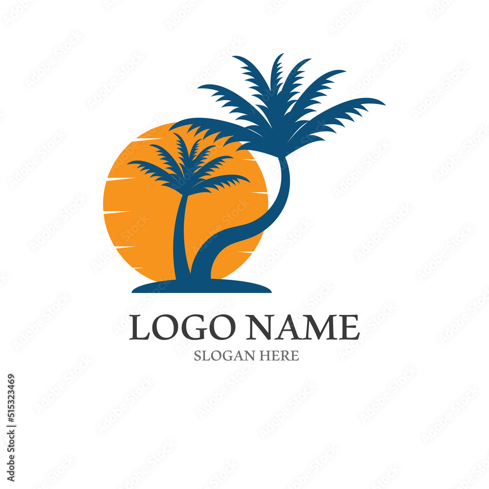 Obraz premium Palm tree summer logo template