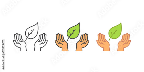 leaf and hand, care nature icon vector. Ecology and environment related illustration concept
