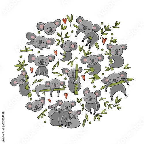 Little Koala Family. Collection for your design