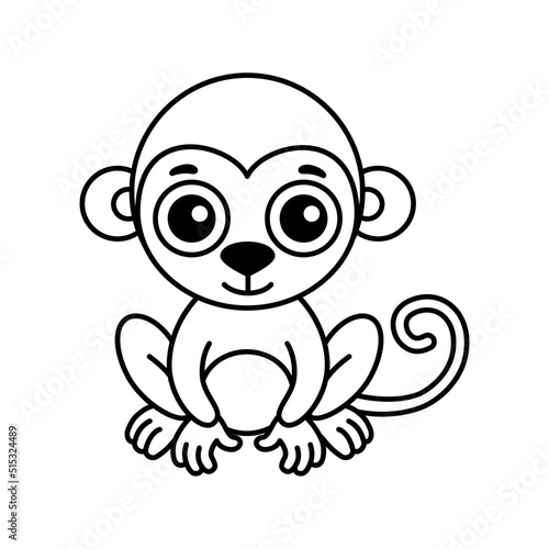 Zoo animal for children coloring book. Funny monkey in a cartoon style