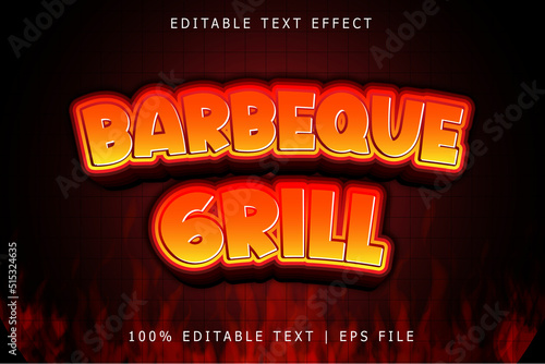 Barbeque Grill Editable Text Effect 3 Dimension Emboss Modern Style