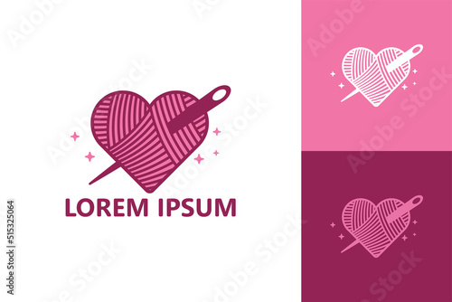 Love sewing thread logo template design vector