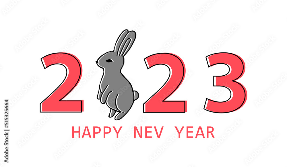 Rabbit horoscope sign. New year symbol. Flat minimalism vector illustration. Rabbits