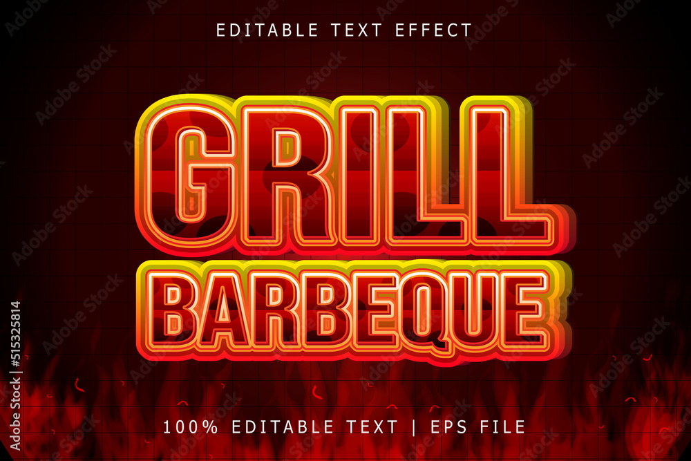 Grill Barbeque Editable Text Effect 3 Dimension Emboss Modern Style