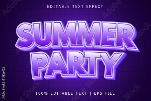 Summer Party Editable Text Effect 3 Dimension Emboss Modern Style