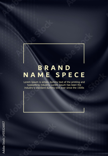 Abstract modern background with wavy lines and gradient. Monochrome blur cover. Design minimalistic cover. Beautiful unfocused background with wavy lines. The fabric is black silk. Vector cover