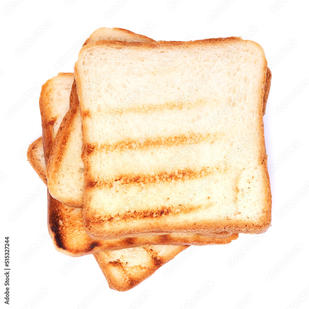 Grilled slices of toast bread isolated on white background Grilled slices of toast bread isolated on white background