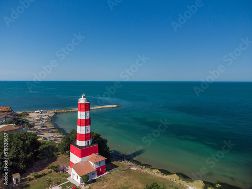 Shabla Lighthouse at summer day, aerial view. Bulgaria photo