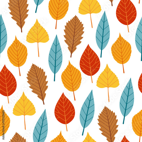 Autumn leaves and branches seamless pattern vector