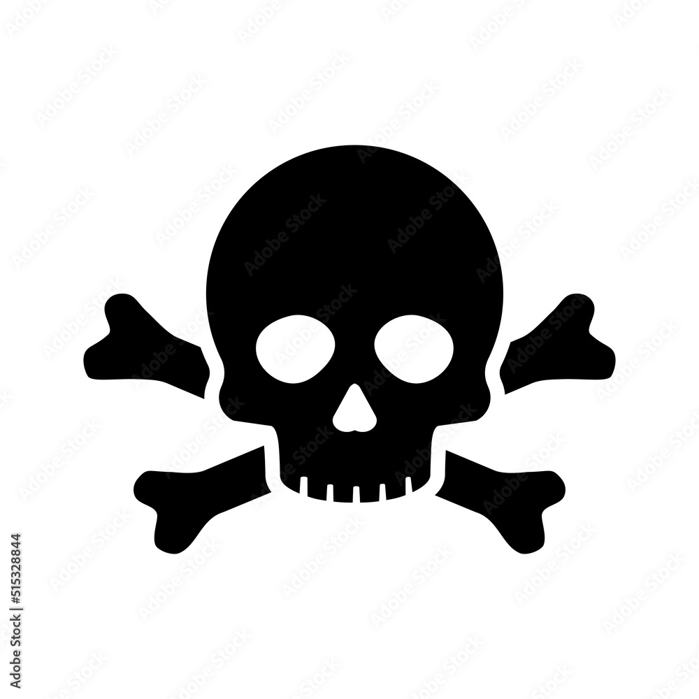 Skull vector icon. Death skull head, bones danger symbol. Horror, toxic poison, pirate game element design. Vector illustration Skull vector icon. Death skull head, bones danger symbol. Horror, toxic poison, pirate game element design. Vector illustration