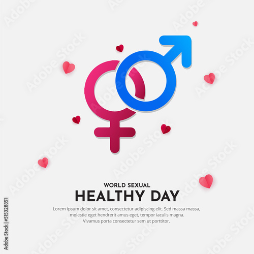 Elegant World sexual health day design vector with gender icons and hearts