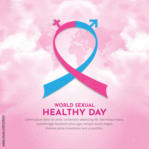 World sexual health day design background with cloud and ribbon vector