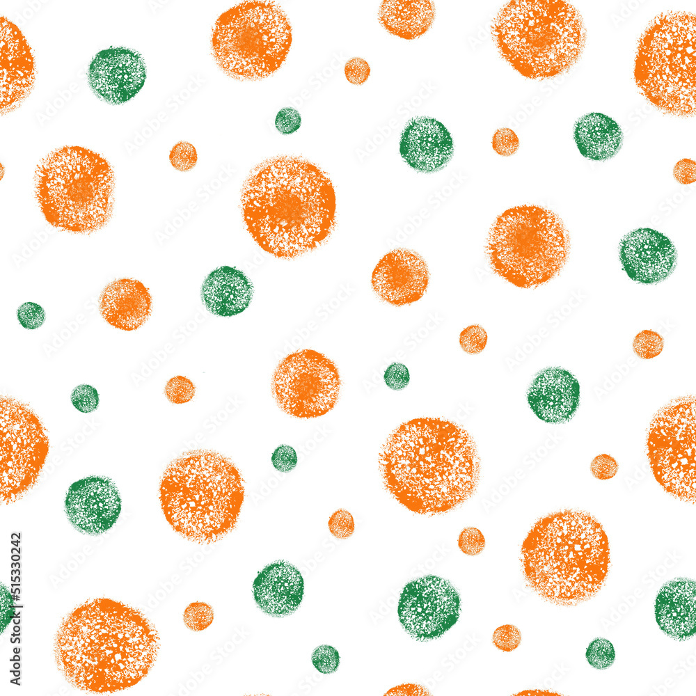 Hand drawn seamless pattern. Bold charcoal shapes. Orange and green texture Hand drawn seamless pattern. Bold charcoal shapes. Orange and green texture