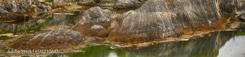 Fotografi Landscape panorama of a hill and lake in arctic circle in Norway